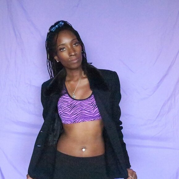 Cache faux fur jacket coat fur cuff in black and dark brown size 6. - Picture 2 of 6